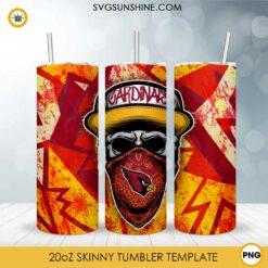 Arizona Cardinals Skull Hat Bandana 20oz Skinny Tumbler Template Design PNG