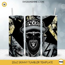Oakland Raiders Skull Hat Bandana 20oz Skinny Tumbler Template Design PNG