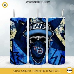 Tennessee Titans Skull Hat Bandana 20oz Skinny Tumbler Template Design PNG