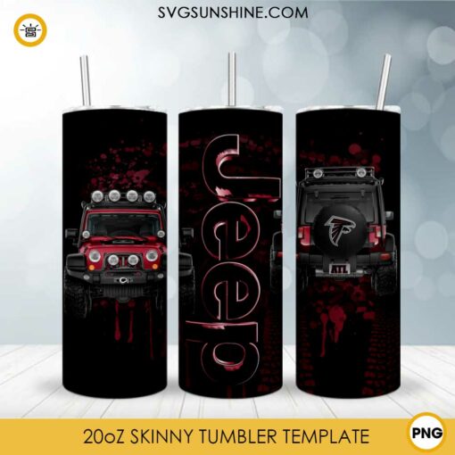 Atlanta Falcons Jeep Car 20oz Skinny Tumbler Design Template PNG