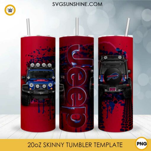 Buffalo Bills Jeep Car 20oz Skinny Tumbler Design Template PNG