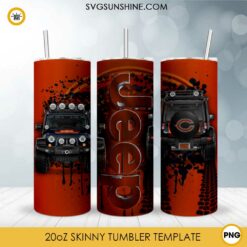 Chicago Bears Jeep Car 20oz Skinny Tumbler Design Template PNG