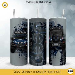 Indianapolis Colts Jeep Car 20oz Skinny Tumbler Design Template PNG