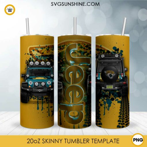 Jacksonville Jaguars Jeep Car 20oz Skinny Tumbler Design Template PNG