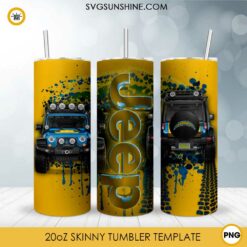Los Angeles Chargers Jeep Car 20oz Skinny Tumbler Design Template PNG