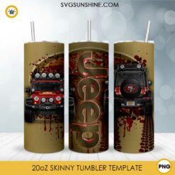 San Francisco 49ers Jeep Car 20oz Skinny Tumbler Design Template PNG