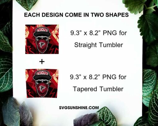 Atlanta Falcons Skull Hat Bandana 20oz Skinny Tumbler Template Design PNG