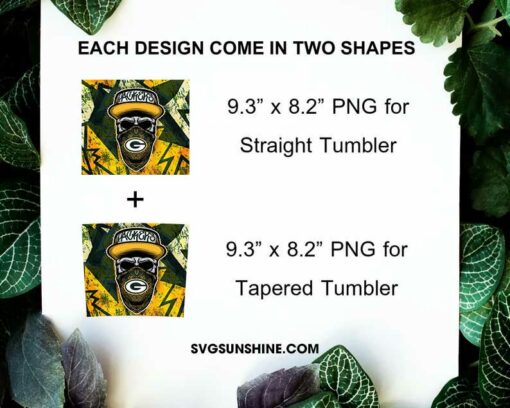 Green Bay Packers Skull Hat Bandana 20oz Skinny Tumbler Template Design PNG