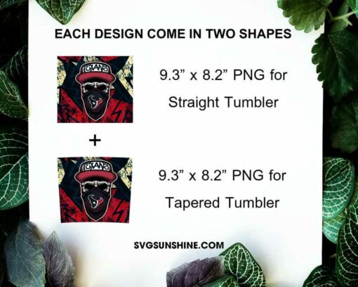 Houston Texans Skull Hat Bandana 20oz Skinny Tumbler Template Design PNG