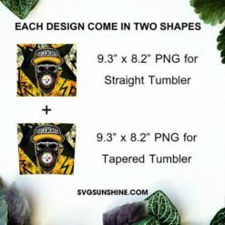 Pittsburgh Steelers Skull Hat Bandana 20oz Skinny Tumbler Template Design PNG