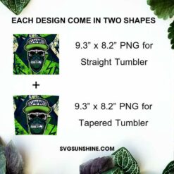 Seattle Seahawks Skull Hat Bandana 20oz Skinny Tumbler Template Design PNG