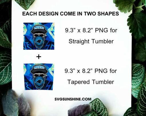 Carolina Panthers Skull Hat Bandana 20oz Skinny Tumbler Template Design PNG