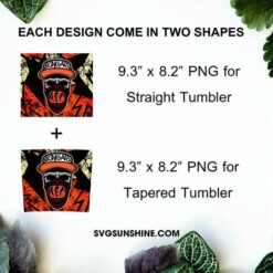 Cincinnati Bengals Skull Hat Bandana 20oz Skinny Tumbler Template Design PNG