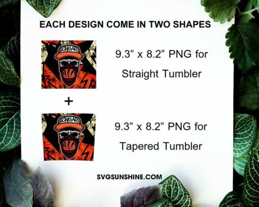 Cincinnati Bengals Skull Hat Bandana 20oz Skinny Tumbler Template Design PNG