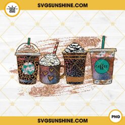 Iced Coffee Cup Leopard Glitter PNG, Coffee Girl PNG Digital File