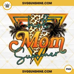 Retro Hot Mom Summer PNG, Leopard Lightning Bolt PNG, Summer Beach Mom PNG Sublimation