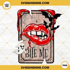 Bite Me Vampire Lips Tarot Card PNG, Spooky PNG, Trendy Halloween PNG Design