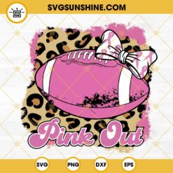 Breast Cancer Pink Out Football SVG, Breast Cancer Awareness Football Leopard SVG PNG DXF EPS Files