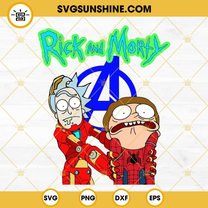 Rick And Morty Avengers SVG, Rick Iron Man SVG, Morty Spider Man SVG ...