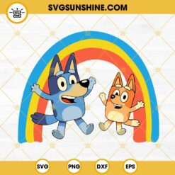 Bluey And Bingo Rainbow SVG, Bingo Heeler SVG, Bluey With Sister SVG PNG DXF EPS Files