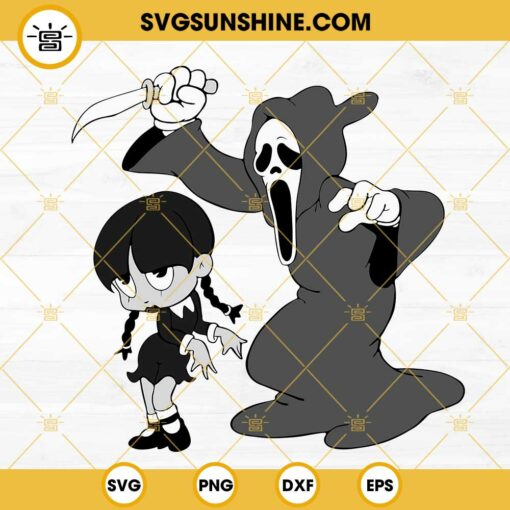 Ghostface And Wednesday SVG, Scream SVG, Horror Movie SVG, Funny Halloween Film SVG PNG DXF EPS Cricut