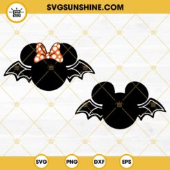 Mickey Minnie Bat Halloween SVG, Disney Mouse Head Halloween SVG PNG DXF EPS Cricut Files