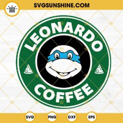 Leonardo Turtle Coffee SVG, Leonardo Ninja Turtle Starbucks SVG PNG DXF EPS Cut Files