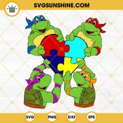 Ninja Turtles Autism Heart SVG, Puzzle Autism Heart SVG, Autism Awareness Funny SVG PNG DXF EPS Cricut