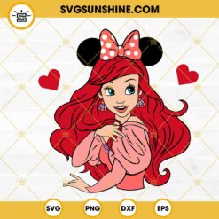 Ariel Princess SVG, Minnie Ears SVG, The Little Mermaid SVG, Disney Ariel Valentine SVG PNG DXF EPS Files
