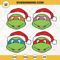 Ninja Turtles Santa Hat SVG Bundle, Teenage Mutant Ninja Turtles Christmas SVG File Cricut