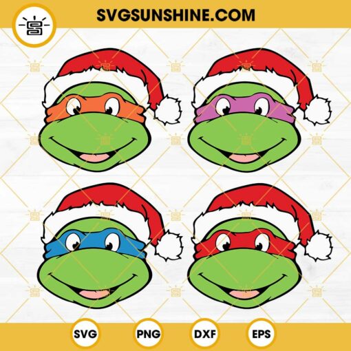 Ninja Turtles Santa Hat SVG Bundle, Teenage Mutant Ninja Turtles Christmas SVG File Cricut