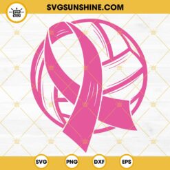 Volleyball Pink Ribbon SVG, Cancer Support SVG, Breast Cancer Awareness Sports SVG PNG DXF EPS