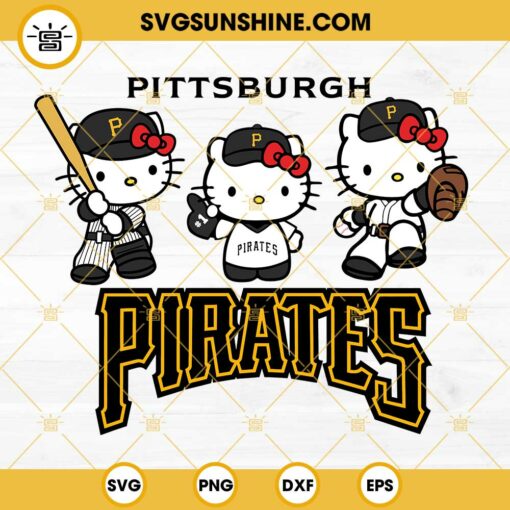 Hello Kitty Pittsburgh Pirates Baseball SVG PNG DXF EPS