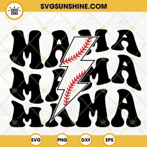 Mama Baseball Lightning Bolt SVG, Baseball Mom SVG PNG DXF EPS Cricut