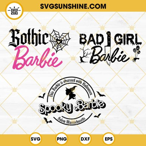 Barbie Halloween SVG Bundle, Spooky Barbie SVG, Gothic Barbie SVG PNG DXF EPS