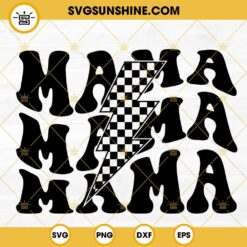 Mama Checkered Lightning Bolt SVG, Retro SVG, Racing Mom SVG PNG DXF EPS Cut Files
