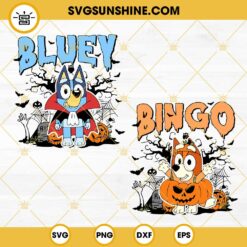 Bluey Bingo Halloween SVG Bundle, Trick Or Treat SVG, Bluey Spooky SVG PNG DXF EPS Cut Files