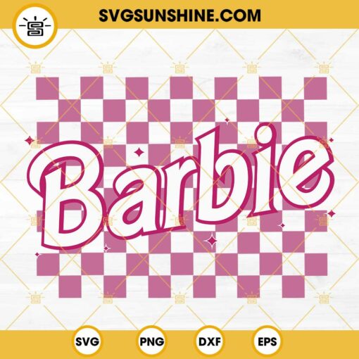 Barbie Pink Checkred SVG, Barbie SVG, Trendy Barbie SVG PNG DXF EPS Cricut