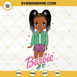Black Barbie Girl Curly SVG, Afro Barbie SVG, Child Doll Girl SVG PNG DXF EPS Files