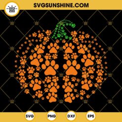 Dog Paws Pumpkin SVG, Cute Dog Halloween SVG PNG DXF EPS Cricut