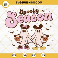 Mickey Minnie Ghost Spooky Season SVG, Mouse Ears Pumpkin SVG, Disney Halloween SVG