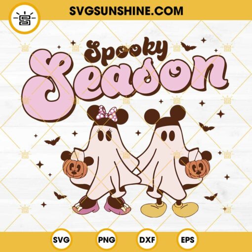 Mickey Minnie Ghost Spooky Season SVG, Mouse Ears Pumpkin SVG, Disney Halloween SVG