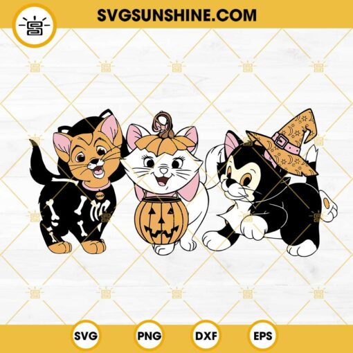 The Aristocats Halloween Pumpkin SVG, Marie Toulouse Berlioz Cat Halloween SVG, Disney Cat Halloween SVG PNG DXF EPS