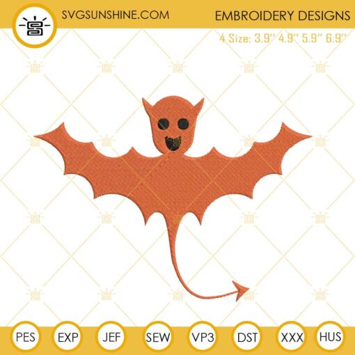 Bat Halloween Embroidery Design Files