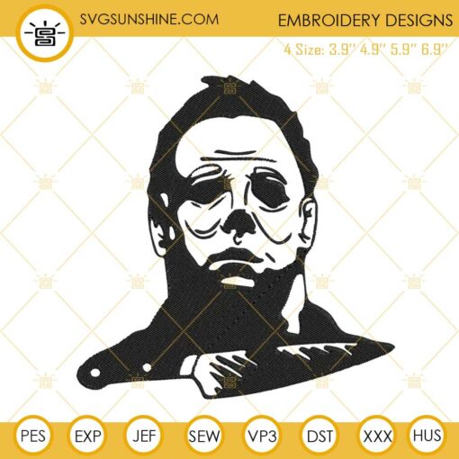 Michael Myers And Knife Embroidery Designs, Halloween Horror Movie Embroidery Pattern Files
