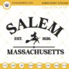 Salem Massachusetts Est 1626 Embroidery Designs, Halloween Witch Embroidery Pattern Files