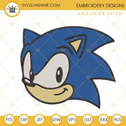 Sonic Head Embroidery Designs, Sonic The Hedgehog Embroidery Files