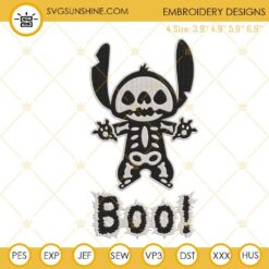 Stitch Skeleton Boo Embroidery Designs, Lilo Stitch Halloween Embroidery Files