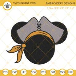 Mickey Head Pirate Embroidery Designs, Cruise Trip Embroidery Pattern Files