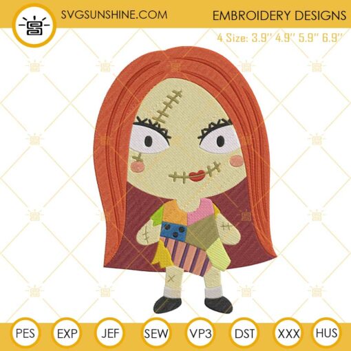 Baby Sally Embroidery Designs, Nightmare Before Christmas Machine Embroidery files